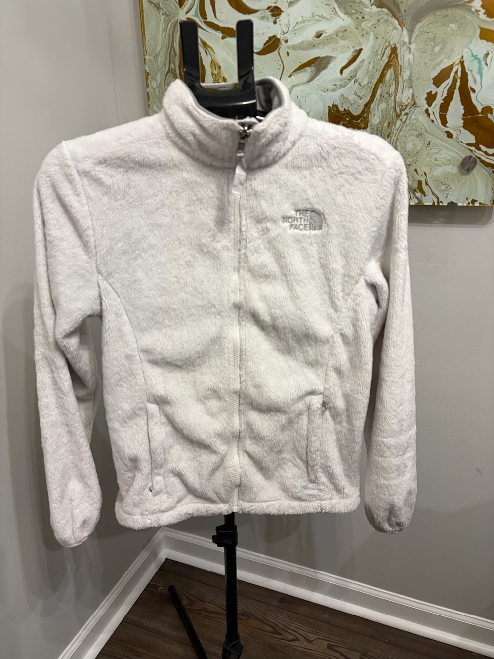 The North Face Osito Fleece Jacket Women's Small S Grey/Off WhiteFull Zip Plush